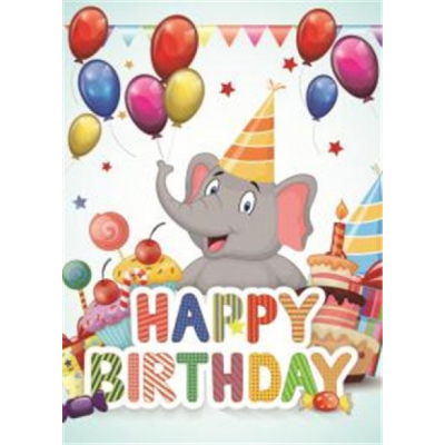 Kaart: happy birthday olifant